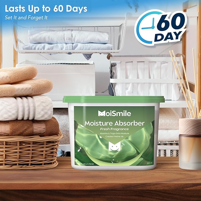 Moisture Absorbers 6 Packs, 10.8OZ Fresh Scent Efficient Humidity Absorber ＆ Odor Eliminator Boxes, Refillable Car Dehumidifier for Closet, Bathroom, Basement＆ RV