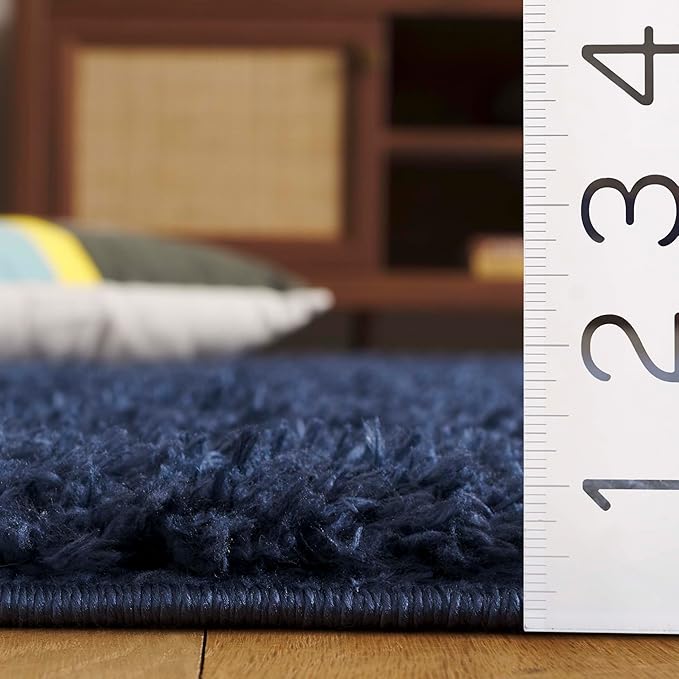 SAFAVIEH Lindsay Shag Collection Runner Rug - 2'2" x 10', Navy, Non-Shedding, 1.8-inch Thick, Ideal for Living Room, Hallway, Foyer, Bedroom (LNS560N-210)