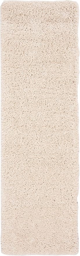 SAFAVIEH Fontana Shag Collection Runner Rug - 2'3" x 10', Creme, Solid Design, Non-Shedding & Easy Care, 2-inch Thick Ideal for High Traffic Areas in Living Room, Bedroom (FNT800B)