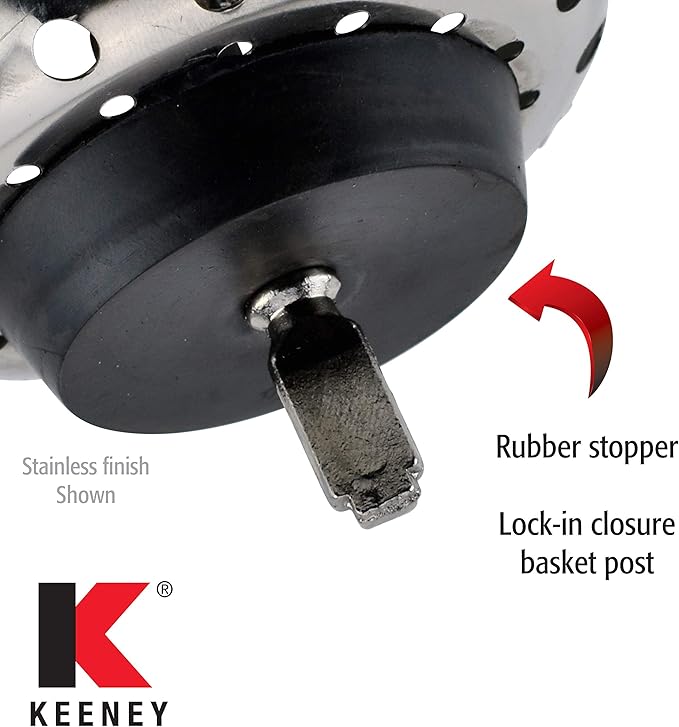 Keeney K5435VB Stainless Steel Kitchen Sink Strainer with Fixed Post Basket, Venetian Bronze