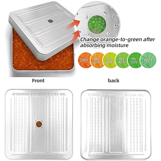 7 Packs 500 Gram Desiccant Canisters, Indicating & Rechargeable Gun Safe Dehumidifier, Portable Desiccant Canister, Silica Gel Moisture Absorber for Storage