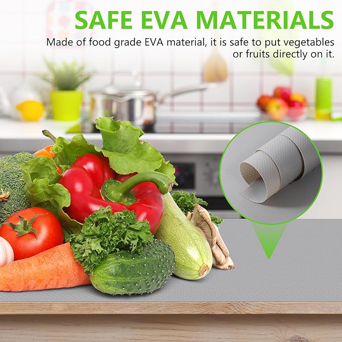 Light Gray Shelf Liners for Kitchen Cabinets Non Adhesive Drawer Liner for Bathroom Waterproof Refrigerator Liners for Shelves Fridge Plastic Mats Cabinet Cupboard Liner 23.6 x 78.7 Inches