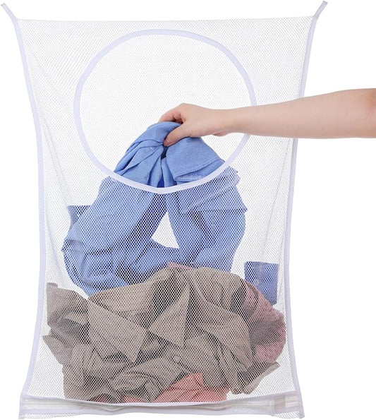 Hanging Laundry Hamper Bag, Breathable Mesh Laundry Hamper over the Door Laundries Hampers Large Foldable Portable Laundries Bag for Dirty Clothes Organization and Storage (30 X 20 Inch)
