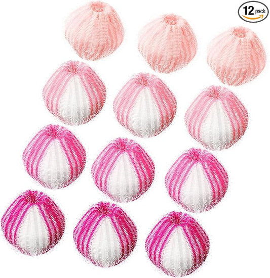 Blulu 12 Pieces Pet Hair Remover for Laundry Dryer Balls Reusable Washing Machine Hair Catcher Pet Dog Cat Catcher Lint Remover (Pink Set)