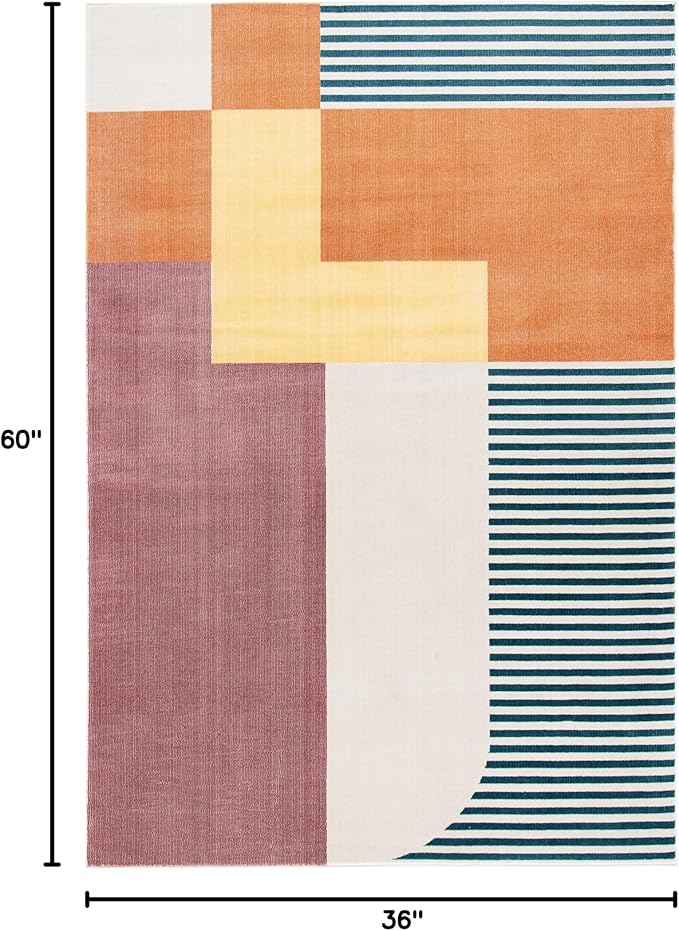SAFAVIEH Orwell Collection Accent Rug - 3' x 5', Rust & Yellow, Mid-Century Modern Abstract Design, Non-Shedding & Easy Care, Ideal for High Traffic Areas in Entryway, Living Room, Bedroom (ORW368P)