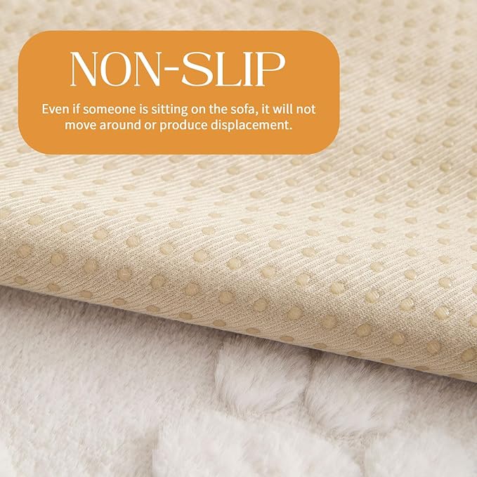 Waterproof Couch Cover for Dogs Washable,Fuzzy Pet Couch Covers for Sofa,Thick Soft Dog Mat Non-Slip Couch Covers for 3 Cushion Couch Sofa Pet Friendly (White, 35 * 95(1pc))