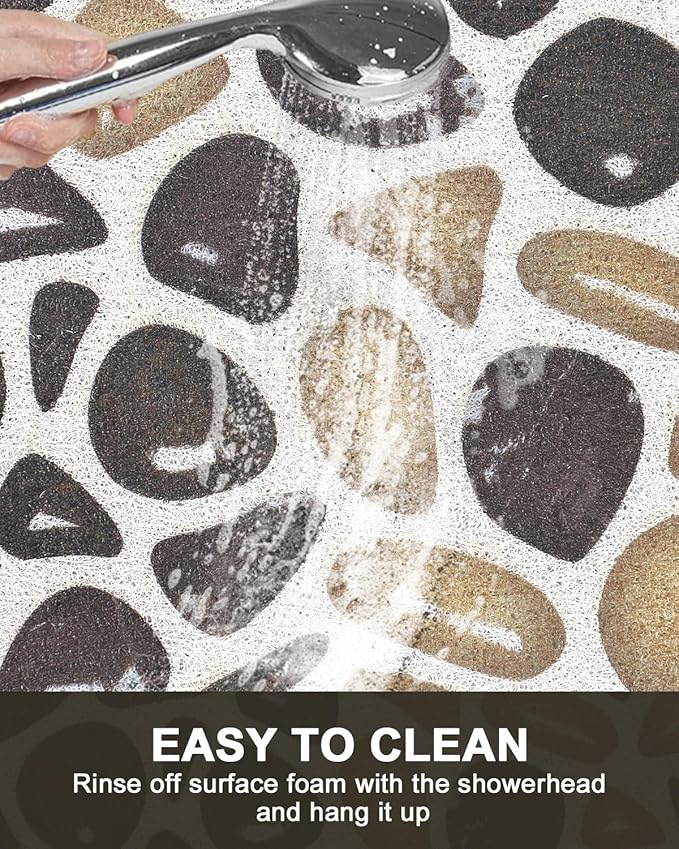 Large Shower Mat Non Slip: Anti Slip Shower Mats for Inside Shower, Soft PVC Loofah Shower Floor Mat, Extra Large Bath Mat for Shower, Tub, Bathroom, Floor, Kitchen, Home, Pool, Hotel, Quick Drying