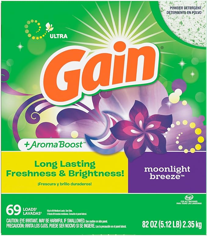 Gain Powder Laundry Detergent, Moonlight Breeze Scent, 69 Loads, 82 OZ