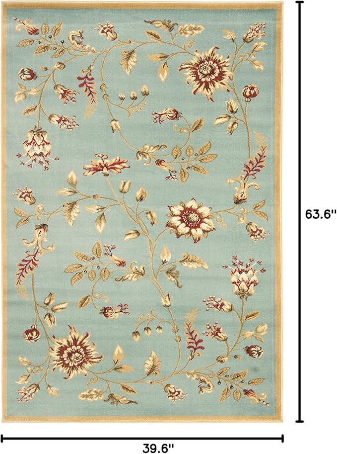 SAFAVIEH Lyndhurst Collection Accent Rug - 3'3" x 5'3", Blue & Multi, Traditional Floral Design, Non-Shedding & Easy Care, Ideal for High Traffic Areas in Entryway, Living Room, Bedroom (LNH552-6591)