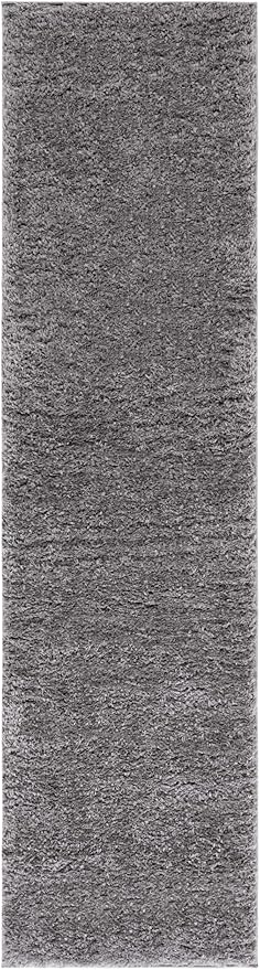 SAFAVIEH Lindsay Shag Collection Runner Rug - 8' Runner, Dark Grey, Contemporary Design, Ideal for High Traffic Areas in Hallway, Bathroom & Kitchen (LNS560G-28)