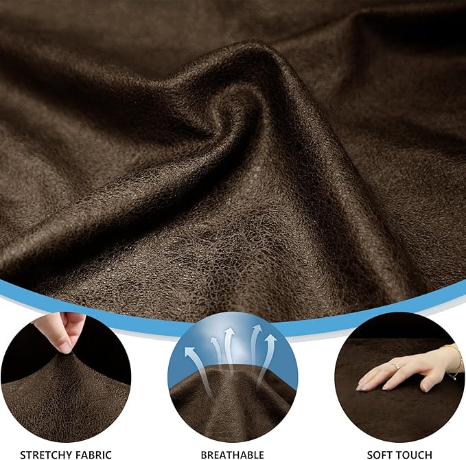 4-Piece T Couch Cover - Leather Look Slipcovers for 3 Cushion Sofa, Washable, Coffee