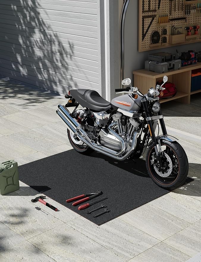 Heavy Duty Oil Spill Mat, Garage Floor Mat, 59" x 70" Waterproof Rubber Backing Oil Absorbent Pads, 1/5" Thick Reusable Under Auto Repair Mat for Garage Floor Surface Protection-Black