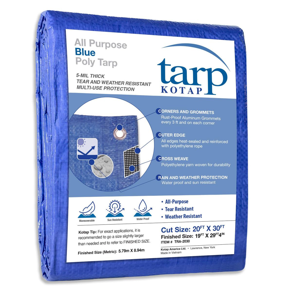 Kotap 20-ft x 30-ft General Purpose Blue Poly Tarp, Item - Image 1