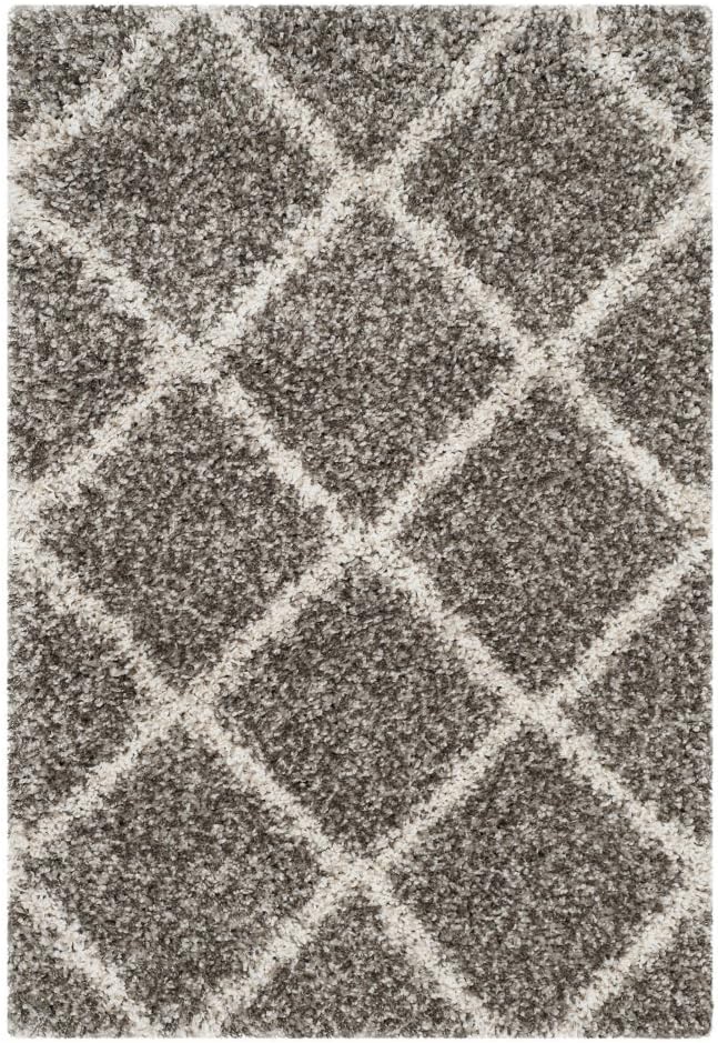 SAFAVIEH Hudson Shag Collection Accent Rug - 2'3" x 3'9", Grey & Ivory, Trellis Design, Non-Shedding & Easy Care, 2-inch Thick Ideal for High Traffic Areas in Foyer, Living Room, Bedroom (SGH281B)