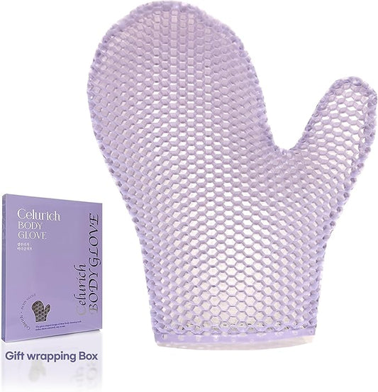 Body Glove, Honeycomb Exfoliating Glove for Sensitive Skin, Body Scrubber Mitt, Massage for Wet or Dry Skin (Purple)