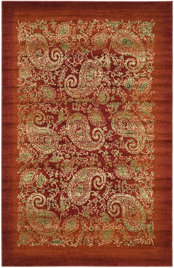 SAFAVIEH Lyndhurst Collection Area Rug - 6' x 9', Red & Multi, Traditional Paisley Design, Non-Shedding & Easy Care, Ideal for High Traffic Areas in Living Room, Bedroom (LNH224B)