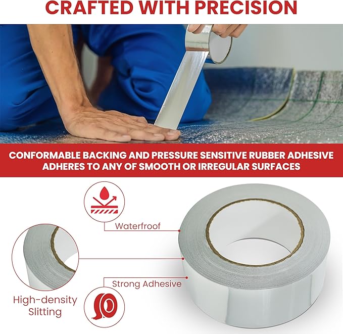 GGR Supplies AF-20R Professional/Industrial Grade High Temperature Heat Shield Resistant Aluminum Foil Tape Ideal for HVAC, Air Ducts Repair & More (3.6Mil): 4 in. Wide x 50 yds.