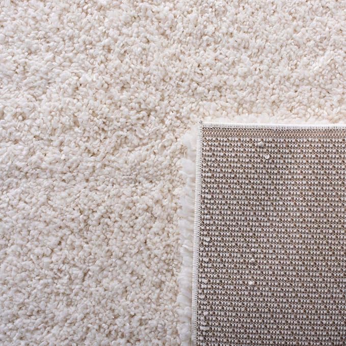 SAFAVIEH Fontana Shag Collection Accent Rug - 3' x 5', Ivory, Solid Design, Non-Shedding & Easy Care, 2-inch Thick Ideal for High Traffic Areas in Entryway, Living Room, Bedroom (FNT800A)