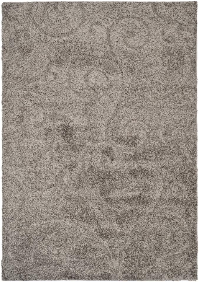 SAFAVIEH Florida Shag Collection Accent Rug - 3'3" x 5'3", Grey, Scroll Design, Non-Shedding & Easy Care, High-Low Plush Pile, Ideal for Living Room, Bedroom, Dining Space (SG455-8013)