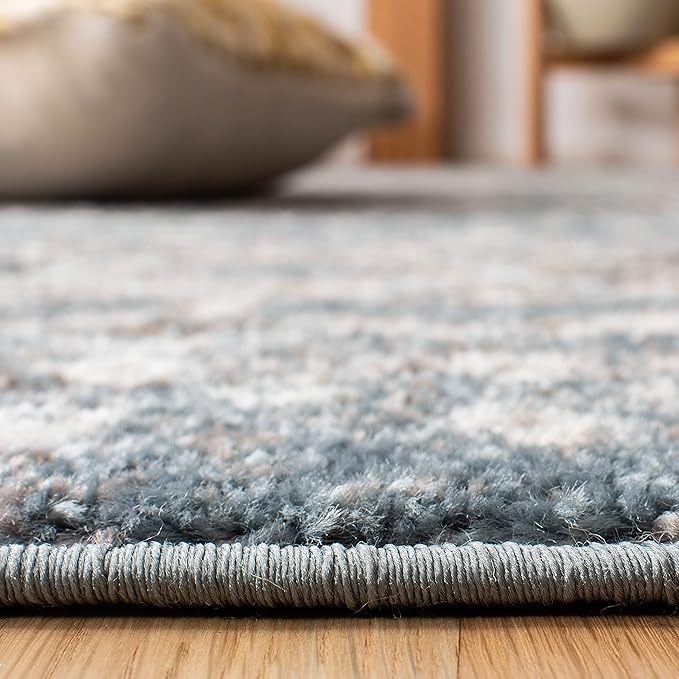 SAFAVIEH Amsterdam Collection Area Rug - 10' x 14', Blue & Ivory, Moroccan Boho Design, Non-Shedding & Easy Care, Ideal for High Traffic Areas in Living Room, Bedroom (AMS108L)