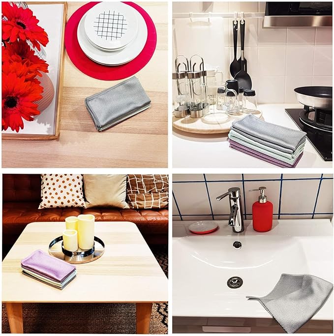 Microfiber Glass Cleaning Cloths | Streak Free Windows Mirrors & Cars Windshields Cleaning Towel | Glass Polishing Cleaning Cloth | All-Purpose Dust Dirt Cleaning Rags | Lint Free Pack of 18