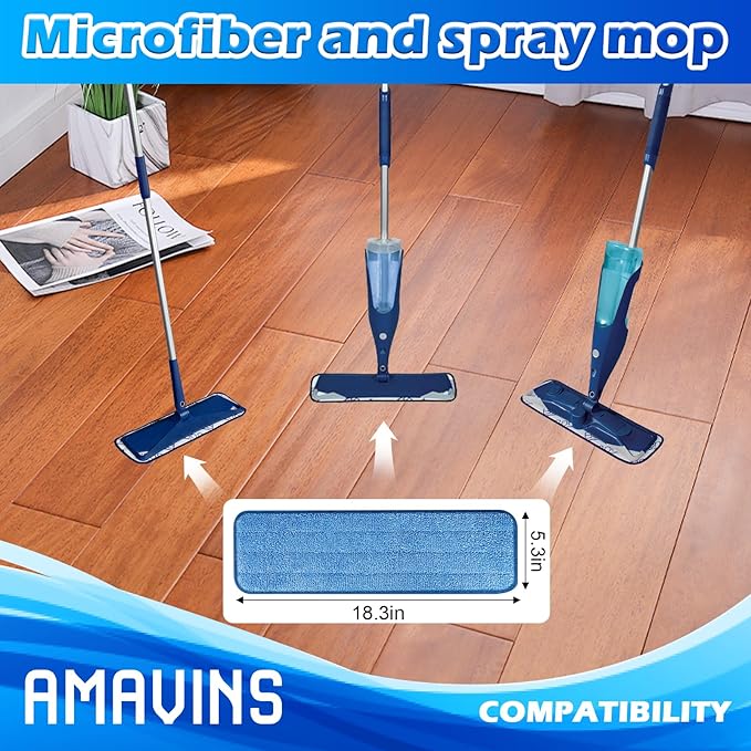 3 Pack Microfiber Cleaning Pads, Reusable Microfiber Mop Pads for 18 Inch Mop, Hardwood Floor Replacement Cleaning Mop Pads, Machine Washes