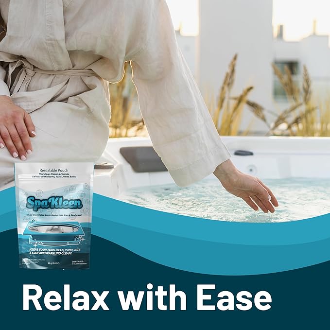 Jetted Tub Cleaner – Unscented, Septic Safe Powder for Whirlpool & Jacuzzi | 10 Cleanings Per Pouch | Fast 15-Minute Action | Removes Sludge, Soap Scum & Black Flakes | Made in USA