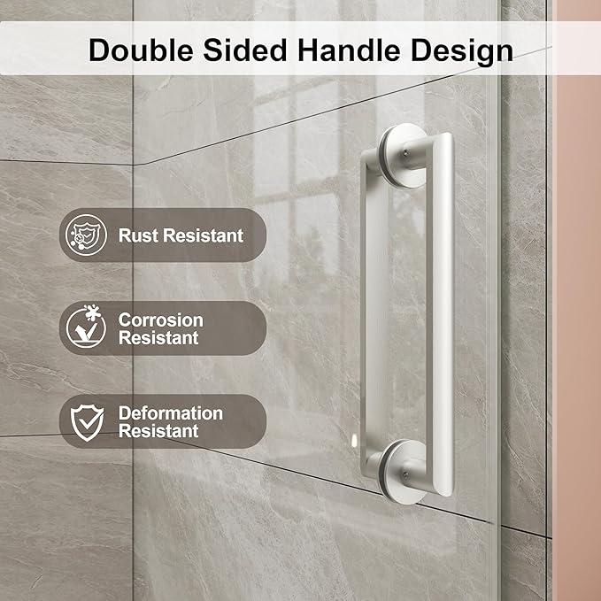 Frameless Shower Door,Single Sliding Glass Shower Door with Nano Coating & Safety Film, Adjustable 55"-60" W x 72" H, Brushed Nickel,1/4" (6mm) SGCC Tempered Glass