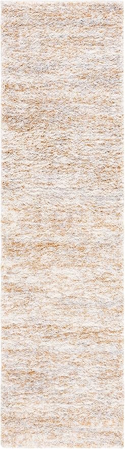 SAFAVIEH Berber Shag Collection Runner Rug - 2'3" x 6', Ivory & Light Gold, Non-Shedding & Easy to Clean, Plush Thick Pile, Ideal for Bedroom, Hallway, Foyer, Entryway (BER563D)