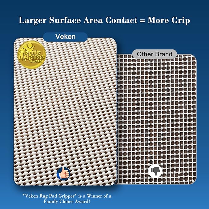 Veken 5x7 Ft Rug Pad Gripper for Hardwood Floors, Non Slip Rug Pads for Area Rugs, Thick Rug Grippers for Tile Floors, Under Carpet Anti Skid Mat, Keep Your Rugs Safe and in Place