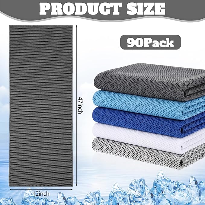 Honoson Cooling Towel Bulk - Neck & Face Cool Chilly Towels Microfiber Breathable Sport Sweat Rag for Gym, Yoga, Travel, Camping, Running, Outdoor