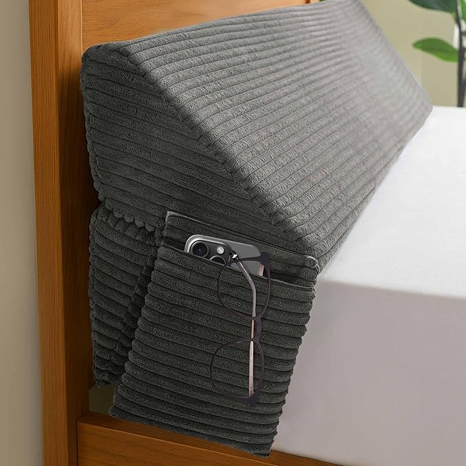 HIGOGOGO Full Size Wedge Pillow for Headboard Gap - Multi Functional Mattress Wedge Bed Gap Filler Close The Gap (0-7") Between Your Mattress and Headboard or Wall (Grey 54"x11"x9")