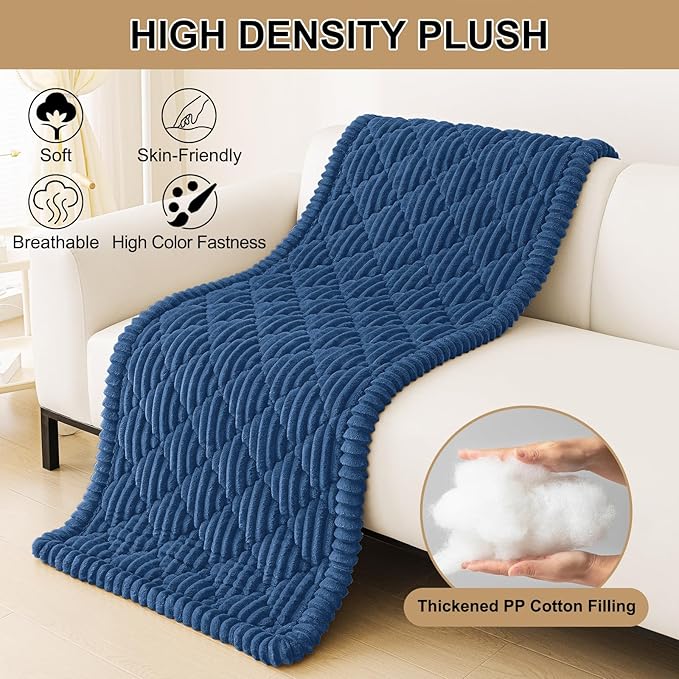 Smiry Pet Couch Cover for Dogs Washable, Non-Slip Fuzzy Couch Covers for 3 Cushion Sofa Pet Friendly, Soft Thick Furniture Protector Sofa Slipcover Mat for Dogs (Navy, 27.6" x 59")