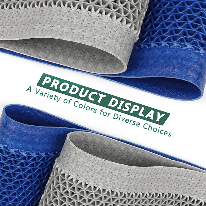 WochiTV Non Slip Drainage Mats, Front Door Mat, PVC Pool Floor Mat 0.2'' Thick Rubber Outdoor Indoor, Parking Space Mat for Bathroom Garage Basement Backyard Commercial Kitchen, 1.9x2.5Ft Blue
