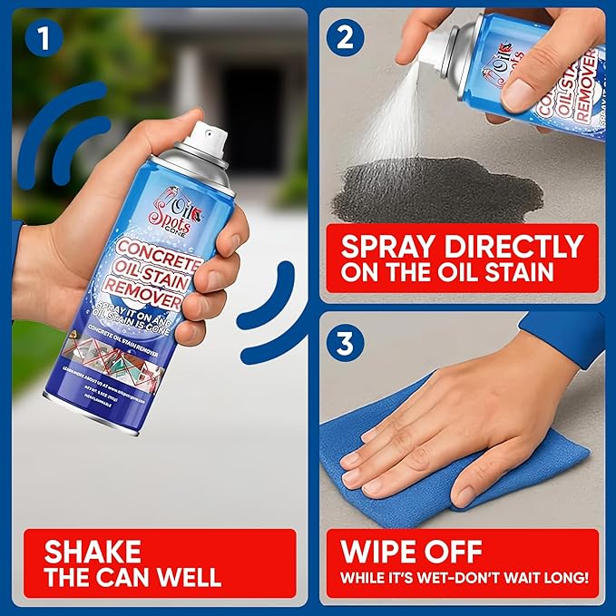 Oil Spots Gone – Concrete Oil Stain Remover Spray and Degreaser for Driveways – Heavy-Duty Oil Remover for Concrete, Pavers, and Stone – Fast Automotive Grease Clean Up, No Scrubbing Needed