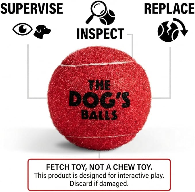 The Dog's Balls 6-Pack Red Dog Toy, Non-Toxic Pet Tennis Balls for Training, Play, Exercise & Fetch, Robust Retrieval Toys for All Breed Sizes