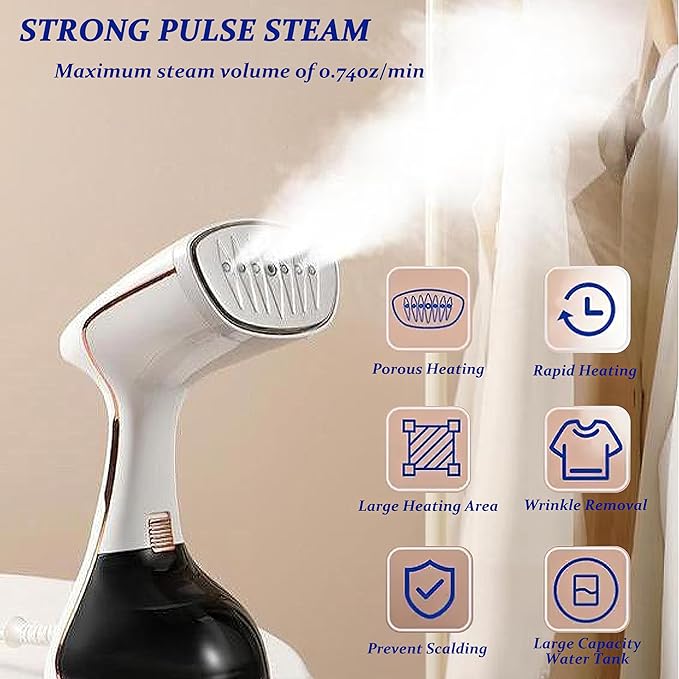 Handheld Clothing Steamer, 1430W High-Power 320ml Large Capacity Clothing Wrinkle Remover, 20s Fast Preheating Multifunctional Iron with A Maximum Steam Flow Rate of 0.74oz/min (White)