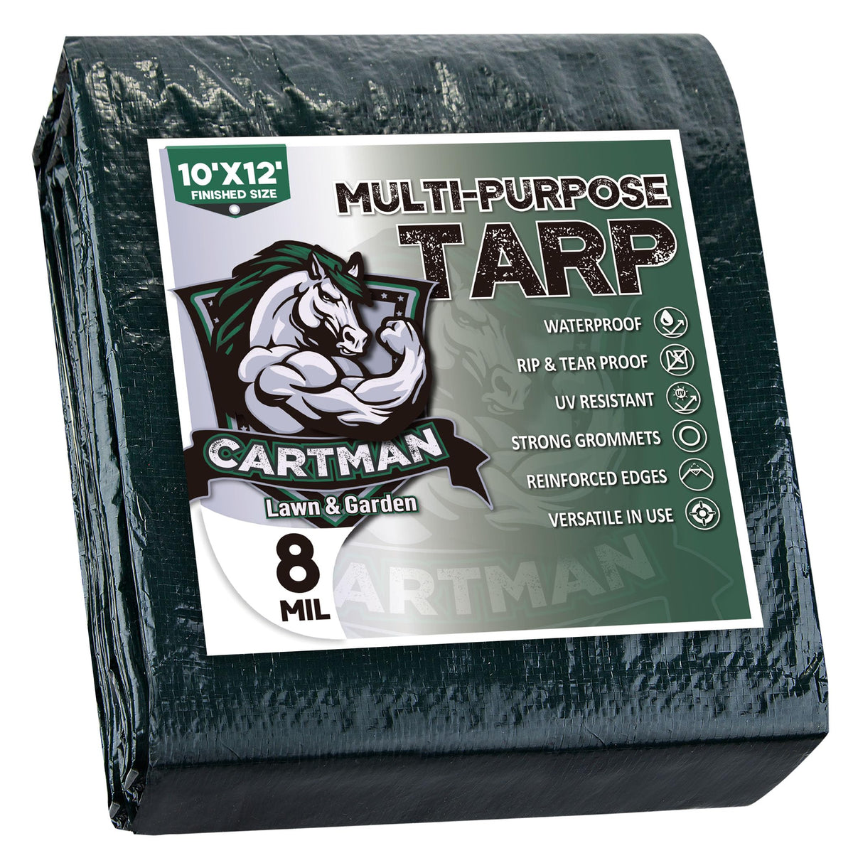 CARTMAN 10x12Ft Multipurpose Waterproof Poly Tarp Cover 8 Mil - Image 1