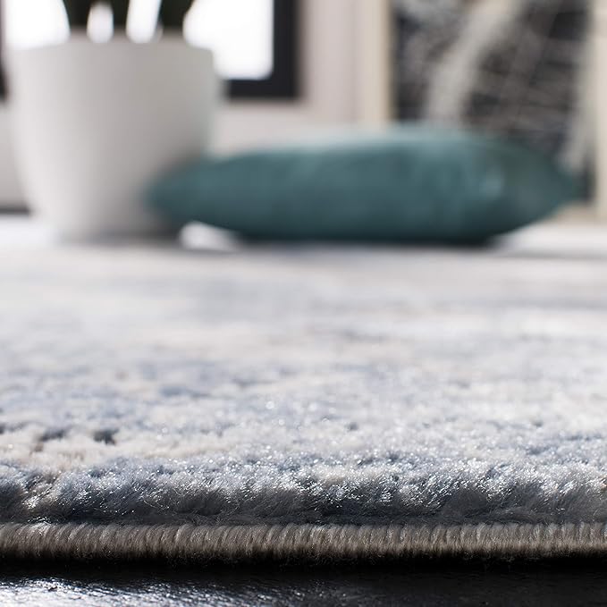 SAFAVIEH Amelia Collection Area Rug - 5' Round, Grey & Blue, Modern Abstract Design, Non-Shedding & Easy Care, Ideal for High Traffic Areas in Living Room, Bedroom (ALA705F)