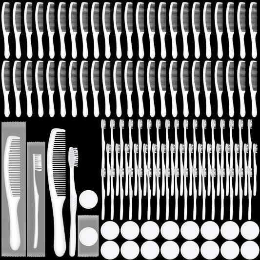 Hushee 300 Pcs Disposable Toothbrush Comb Towel Set - Image 1
