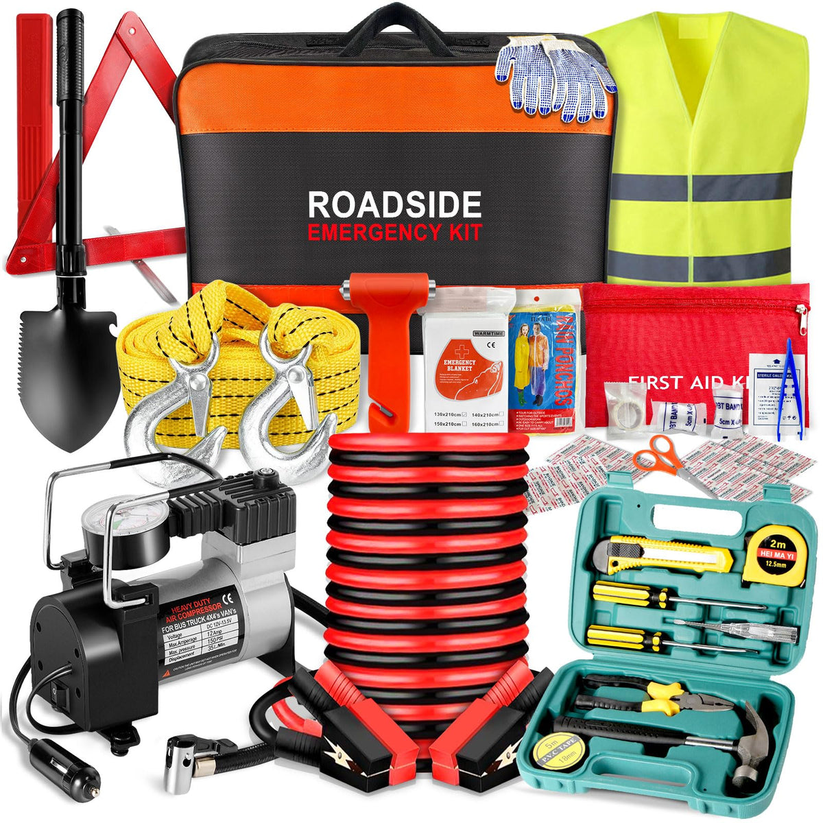 Car Emergency Kit with Air Compressor,Roadside Emergency | Hand Tools - Image 1