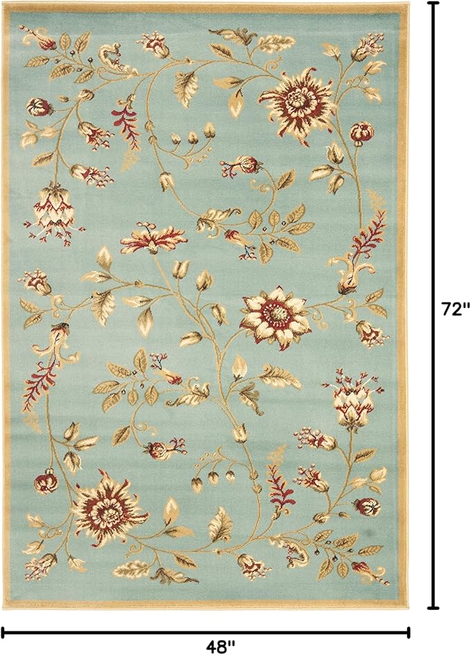 SAFAVIEH Lyndhurst Collection Accent Rug - 4' x 6', Blue & Multi, Traditional Floral Design, Non-Shedding & Easy Care, Ideal for High Traffic Areas in Entryway, Living Room, Bedroom (LNH552-6591)