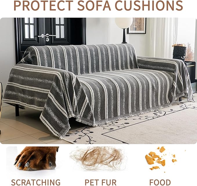 HAOMAIJIA Non Slip Couch Cover Sofa Covers for 2 Cushion Couch Washable sectional Couch Covers L Shaped for Dogs pet Furniture Protector Couch Cover Blanket for Living Room (TM-Grey, 71"x102")