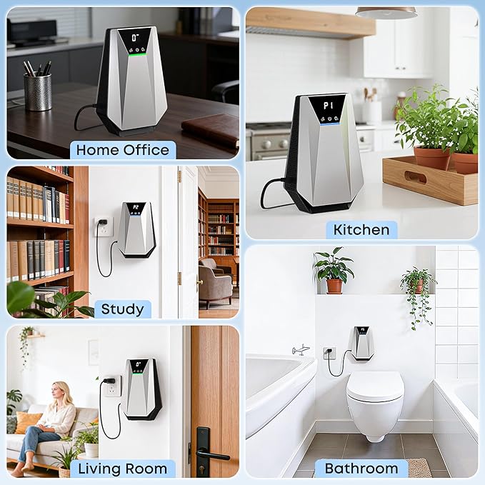 Ozone & Negative Ion, 99% Odor Eliminator for Strong Odors, Cat Litter Box Deodorizer, Air Ionizers for Dog Poop Odor Removal, for Toilet, Wardrobe, Shoe Closet, Garage, Room, Cabinet, Silver