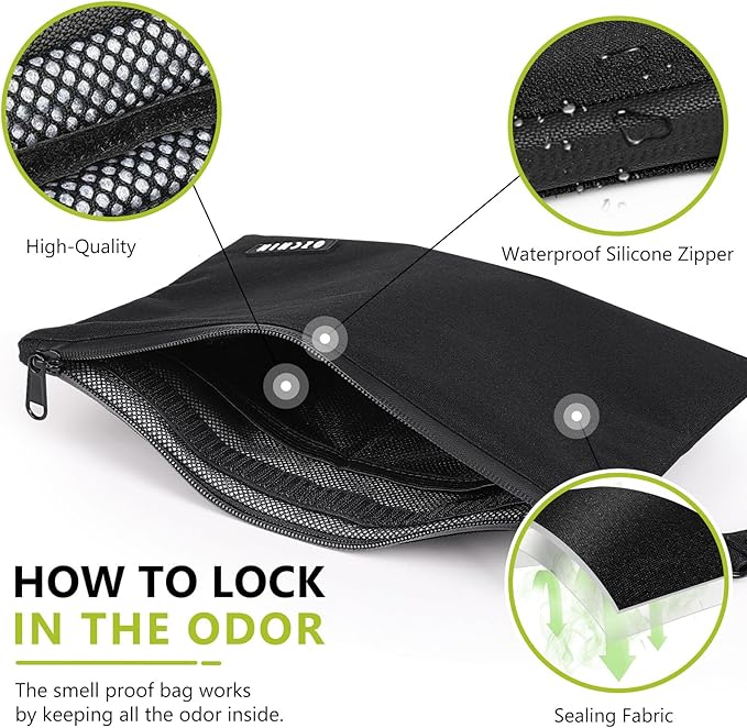 Smell Proof Bag Travel Storage Case Activated Charcoal Pouches Durable Odorless Medicine Organizer