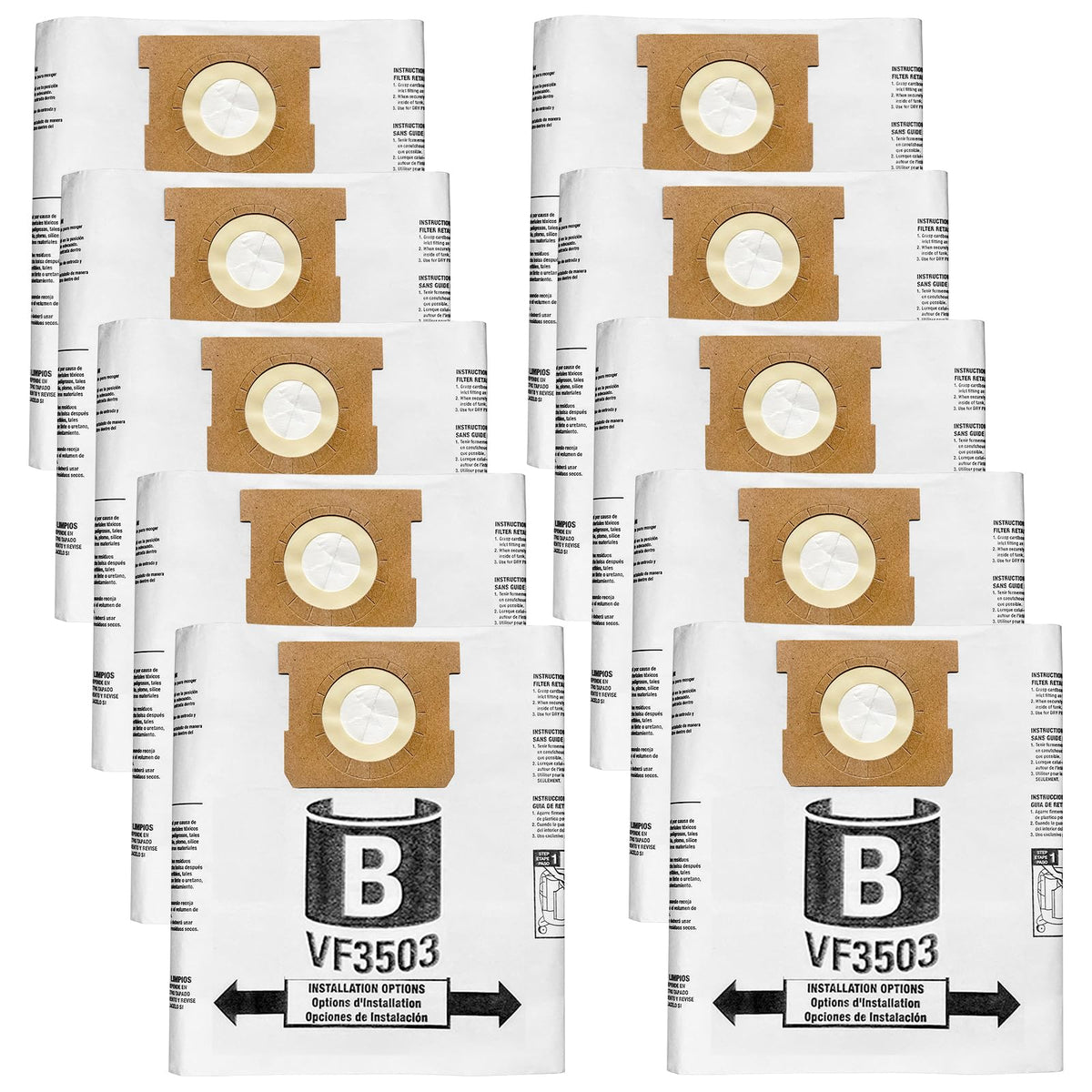 VF3503 Vacuum Bags Work with Ridgid 5-10 Gallon Wet Dry Vac,Size - Image 1