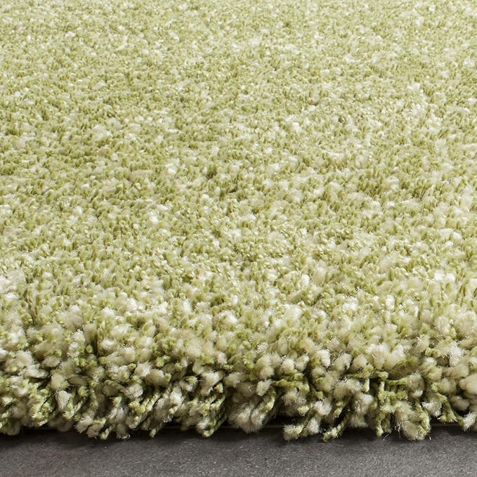 SAFAVIEH Santa Monica Shag Collection 5'3" x 7'6" Green SGN725 Solid Non-Shedding Living Room Bedroom Dining Room Entryway Plush 2-inch Thick Area Rug