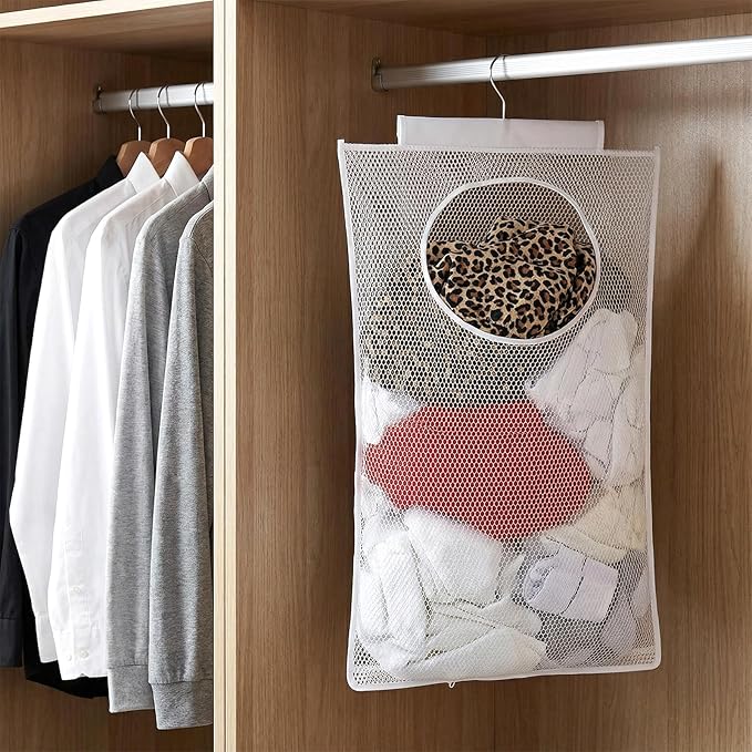 Hanging Clothes Hampers for Laundry, Collapsibles Laundry Hamper Dirty Clothes Basket Foldable Wall Hanging Basket Large Dirty Clothe Bag Over the Door Organizer