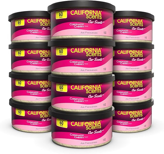 Can Air Freshener and Odor Neutralizer by California Scents, Set of 12 Spillproof Cans for Home and Car, Coronado Cherry, 1.5 Oz Each