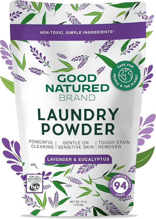 Good Natured Brand | Pet Stain & Odor Remover for Laundry | Pet Laundry Detergent for Dogs Beds, Cat Pee, Smell, Dog Drool | Hypoallergenic & Non-Toxic | Lavender | 47oz 94 Loads